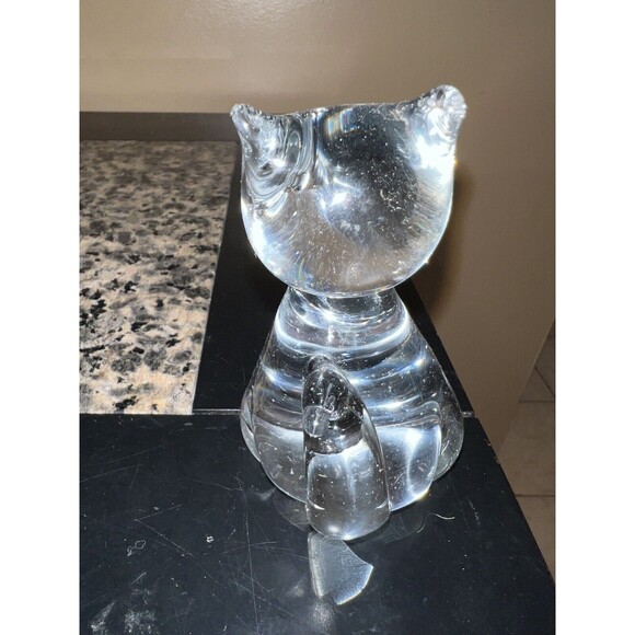 Clear Art Bubble Glass Paperweight Cat Figurine Figure Vintage 3.5”H x 2.5”W - Picture 7 of 8